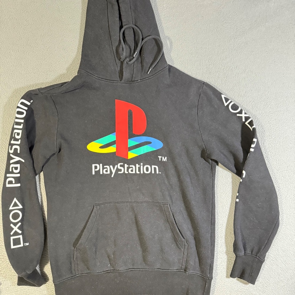 Vintage PlayStation Black Hoodie H&M Official Licensed Product Graphic Pullover
